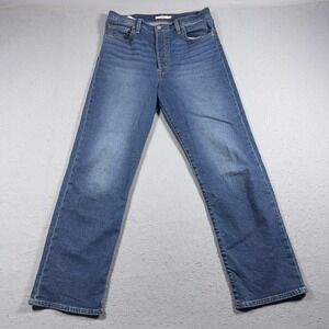 Levis Ribcage Straight Jeans Women 32 High Rise Blue Denim Casual